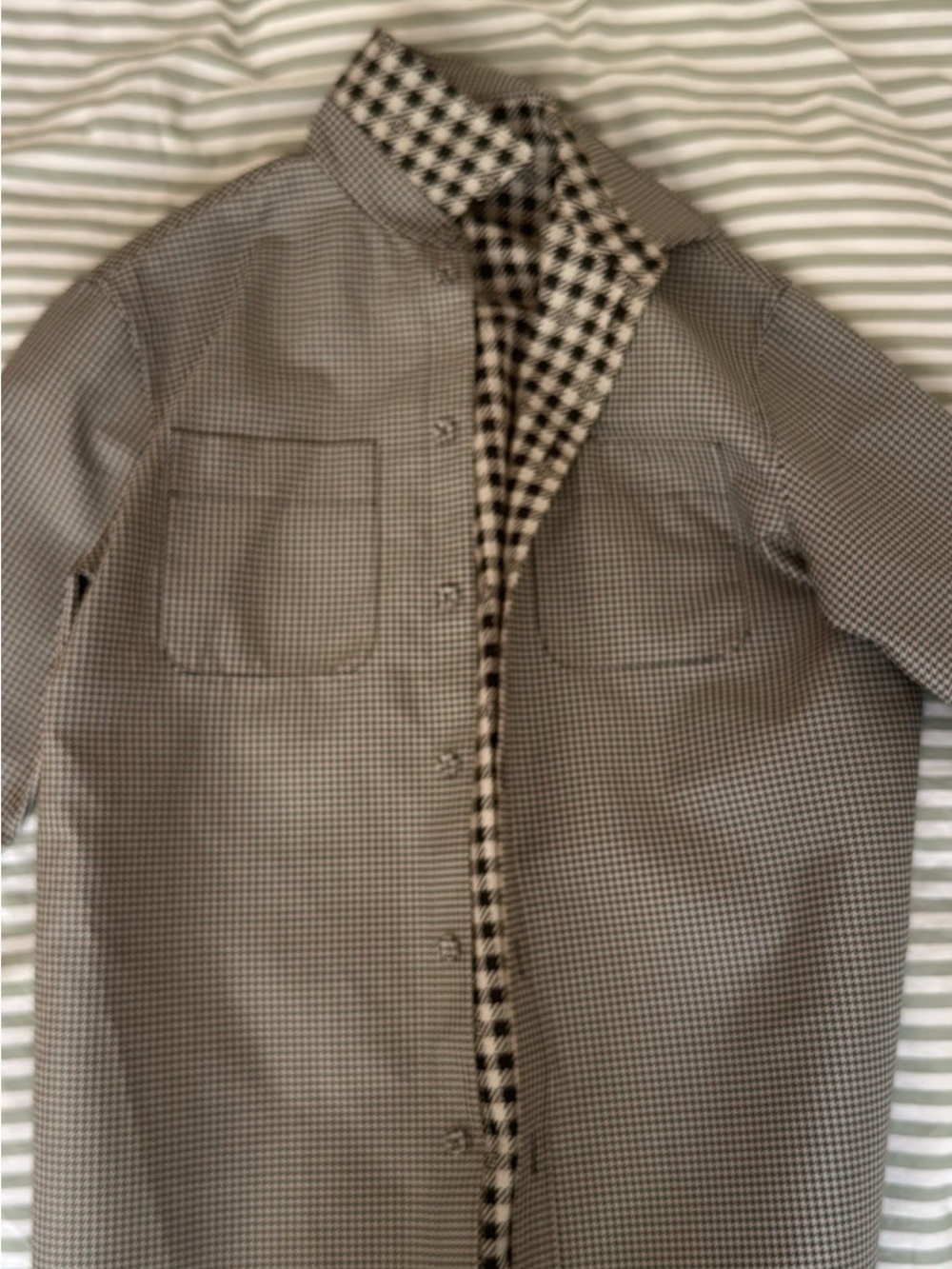 Fendi Grey and Black Houndstooth Lightweight Shirt Jacket